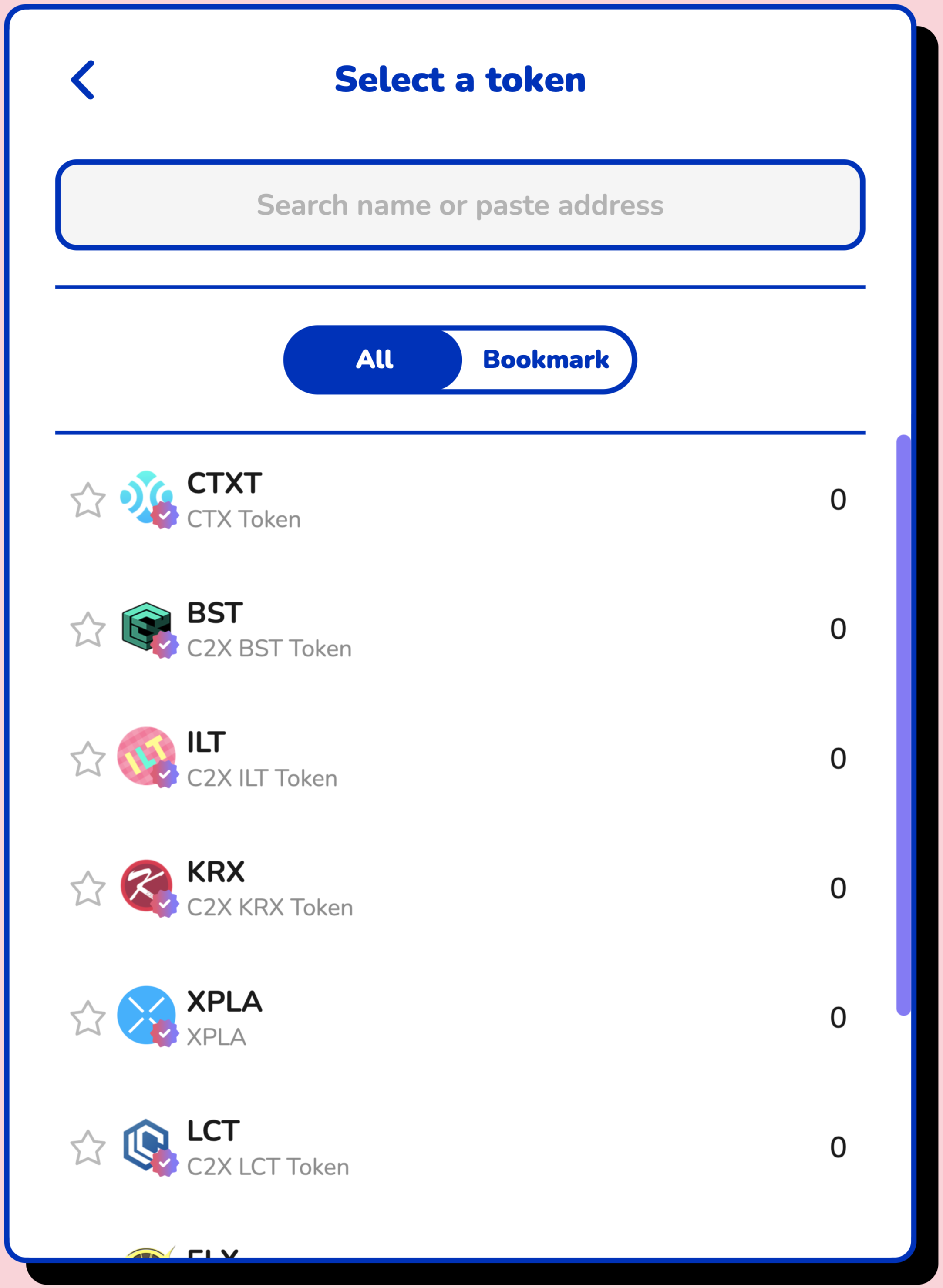 token selection